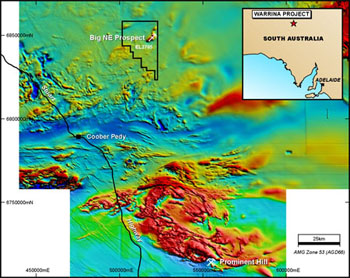 Map showing recent drilling in Beverley 4-Mile outlined areas of mineralisation